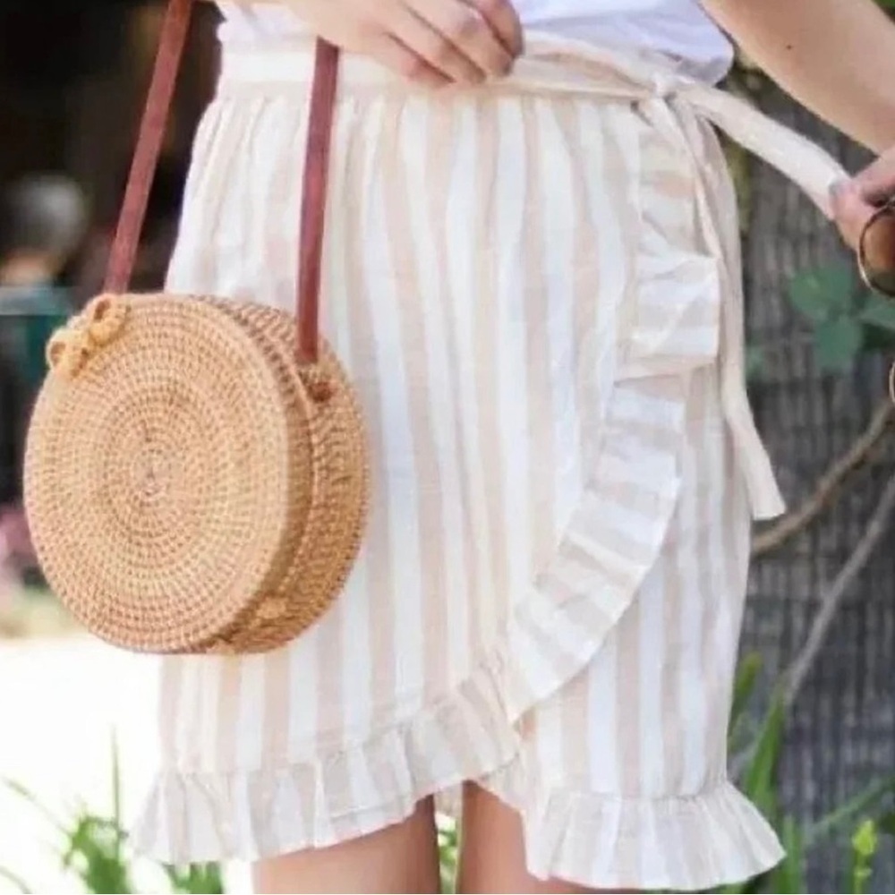 J. Crew Striped Ruffle Mini Skirt - Picture 1 of 9